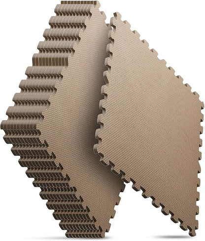 Home Gym Mat, Puzzle Exercise Mat, EVA Interlocking Foam Floor Tiles for Home Workout Equipment and Kids' Play Areas - Blue, 24 in x 24 in x ½ in - (Brown, 12 Pack (48 SQ FT))