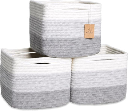 NaturalCozy Storage Cubes 9”x9”x7”Cotton Rope Woven Baskets