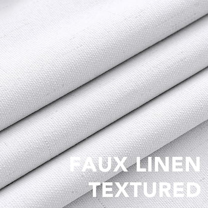 H.VERSAILTEX White Linen Blackout Curtains Durable Thick Textured Linen Look