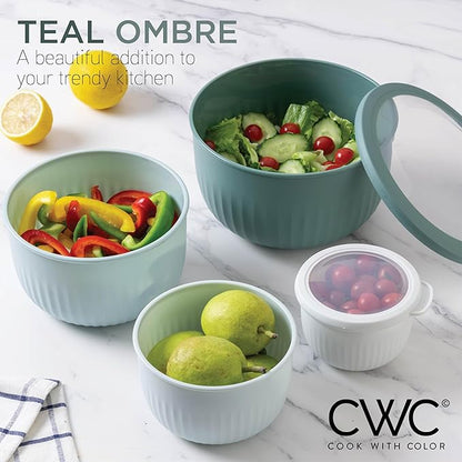 COOK WITH COLOR Prep Bowls with Lids- Wide and Deep Nesting Plastic Small