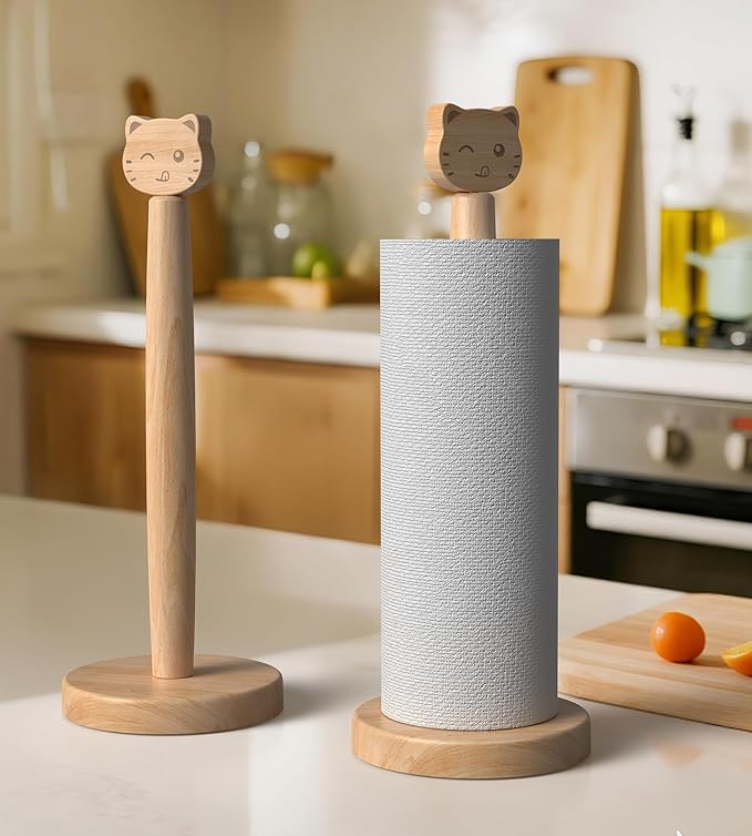 KitchLife Cute Wooden Paper Towel Holder Countertop