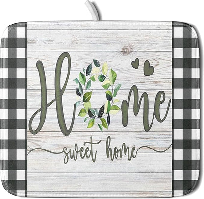 Giwawa Home Sweet Home Dish Drying Mat 16x18 Inch Spring Summer Green Leaf