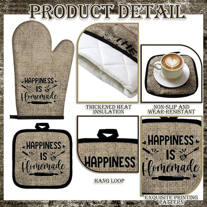 Leinuosen 8 Pcs Kitchen Towels and Oven Mitts Sets Pot Holders Dishcloths Set