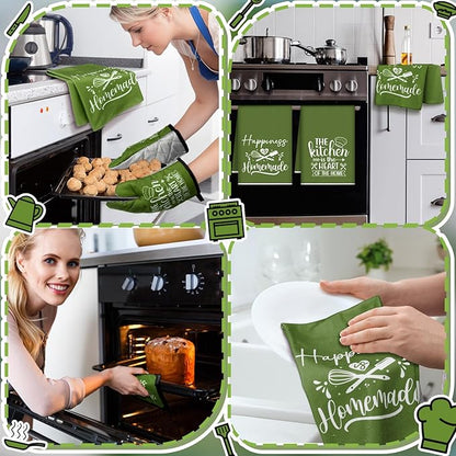 Sratte 6 Pcs Kitchen Decor Accessories Set Farmhouse Towels Pot Holders Oven