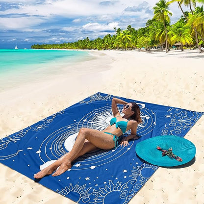 Beach Blanket Waterproof Sandproof Beach Mat 79" X 83"/10'x9'for 2-8 Adults Quick Drying Outdoor Picnic Mat Beach Accessories for Travel, Camping, Hiking