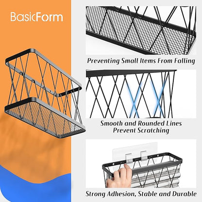 BasicForm 4 Pack Metal Kitchen Inside Cabinet Door Organizer, Adhesive Lid
