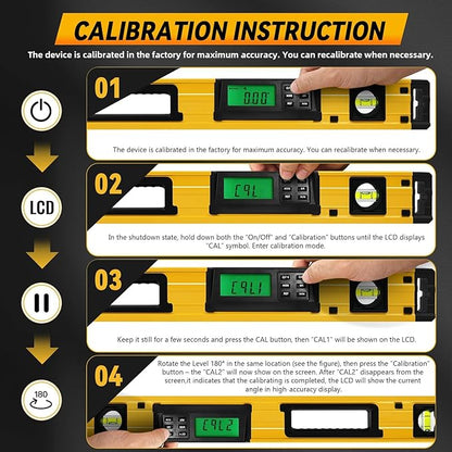 24 Inch Smart Digital Level, LCD Screen Magnetic Electronic Level Tool