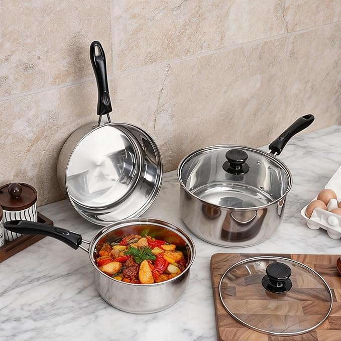 Stainless Steel Saucepan with Lid Set