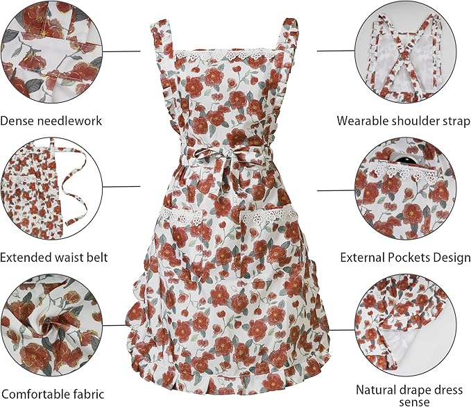Funny Aprons for Women with Pockets, Kitchen Cooking Grilling Bbq Cute Chef