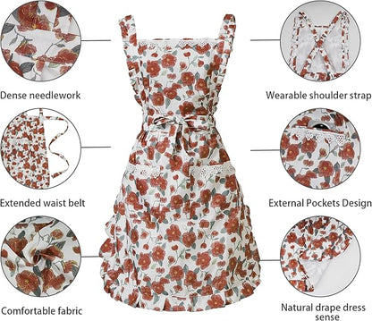 Funny Aprons for Women with Pockets, Kitchen Cooking Grilling Bbq Cute Chef