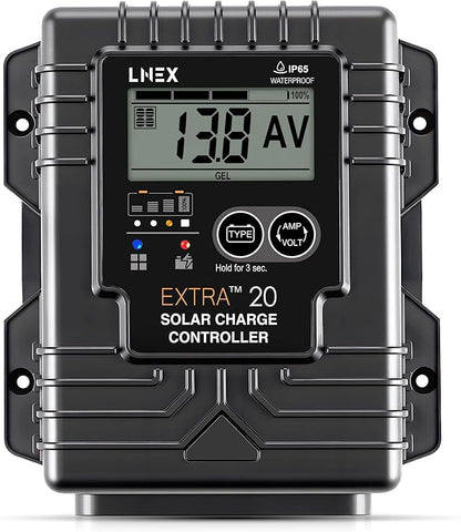 Solar Charge Controller Waterproof, 20A Solar Panel Regulator