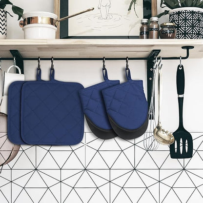 Oven Mitts and Pot Holders Set, Heat Resistant Silicone Kitchen Mini Oven