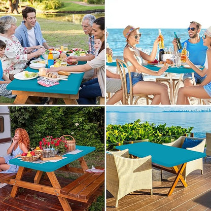 homing Rectangle Table Cloth Cover, Waterproof Polyester Elastic Fitted Tablecloth, Fits for 5 Foot Folding Tables, Washable Table Protector for Picnic, Camping, Outdoor (Teal, 36" x 60")