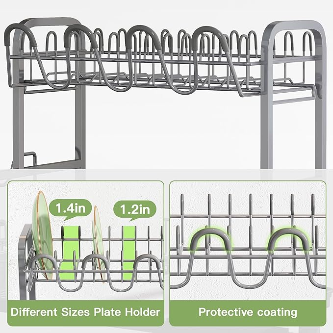 romision 2 Tier Compact Stainless Steel Dish Drainers Drying Rack