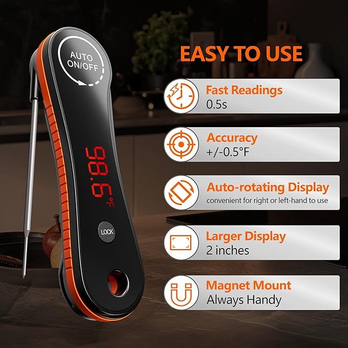 0.5s Instant Read Digital Meat Thermometer, Paysean ±0.5℉