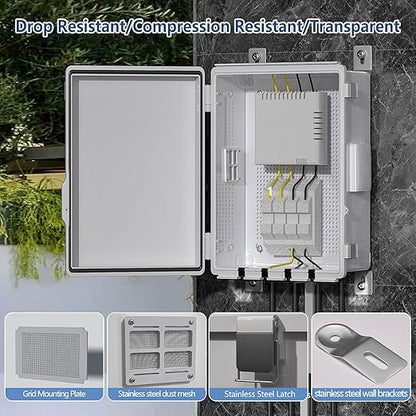 Electrical Junction Box, Ventilated Design, Cable Grommets, Indoor/Outdoor Use