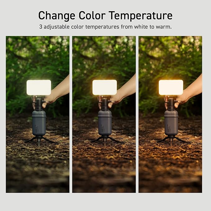 ELECOM NESTOUT Outdoor Camping LED Panel Flashlight w/Mini Tripod, Dimmable USB Powered LED Light, IP44 Water Dust Resistant, 30-1000 Lumen, Portable Lantern for NESTOUT Power Bank, Black (Flash-1)