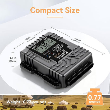 Solar Charge Controller Waterproof, 20A Solar Panel Regulator