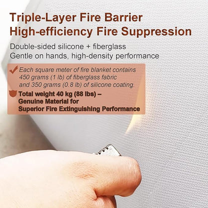 20ft x 30ft Car Fire Blanket for Electric & Gas Vehicles, 1100°C Reusable Emergency Fire Suppression Blanket, Large Double-Sided Silicone Survival Safe Blankets for EV Battery & Engine Fires