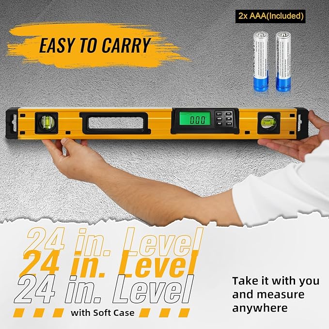 24 Inch Smart Digital Level, LCD Screen Magnetic Electronic Level Tool