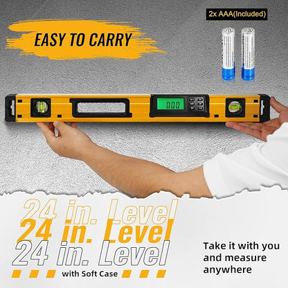 24 Inch Smart Digital Level, LCD Screen Magnetic Electronic Level Tool
