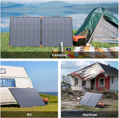 N-Type 16BB 180W Portable Solar Panel,Camping Essentials,Foldable Solar Charger for Power Station,25% Efficiency IP68 Waterproof,17V Output with 2 Reinforced Kickstands for RV Blackout Hurricane