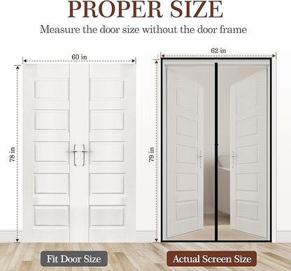 Yotache Hanging Magnetic Screen Door Fits Door Size 60 x 78, Screen Size 62" x
