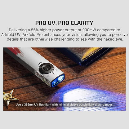 OLIGHT Arkfeld Pro Rechargeable EDC Flat Flashlight with Green Beam, UV and White LED Combo, 1300 Lumens Portable Pocket Lights, Triple Sources for Emergency Working (Stars & Stripes Edition CW)