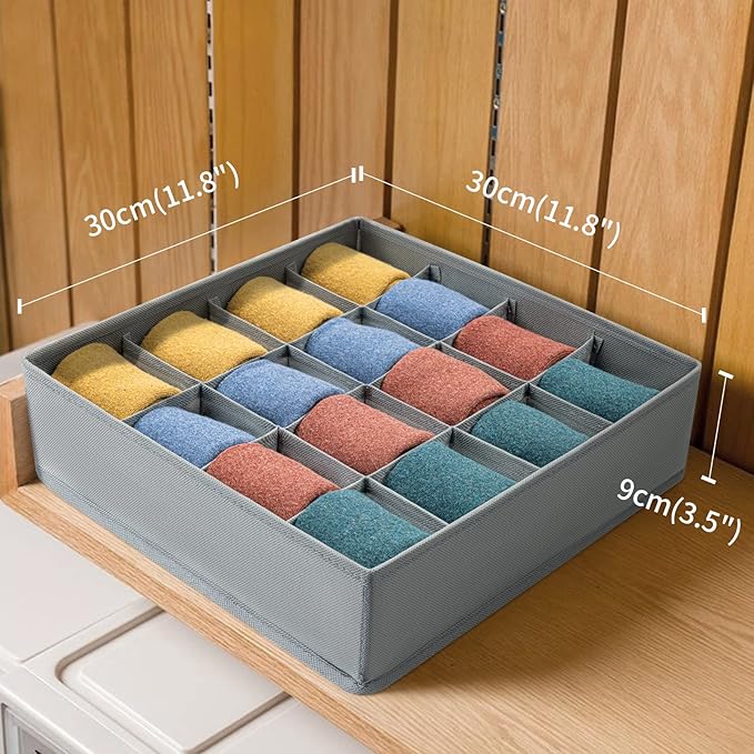 Joyoldelf Sock Drawer Organizer Divider Underwear Organizer 16-cell Fabric