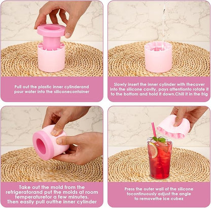 2 Pack Cylinder Silicone Ice Cube Molds, Easy-Release Ice Cube Trays