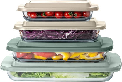 COOK WITH COLOR 8-Piece Deep Glass Baking Dish Set with Plastic Lids –
