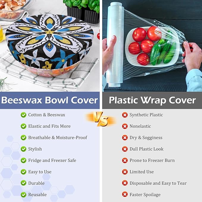 5-Size Reusable Beeswax Bowl Covers