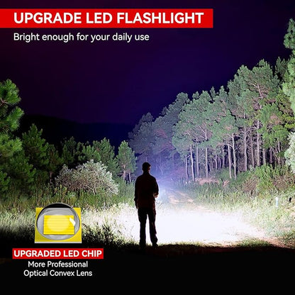 LETMY Tactical Flashlight - 2 Pack Bright Military Grade Flashlights High Lumens - Portable Handheld Flash Light, 5 Modes Zoomable Waterproof Flashlights for Home Emergency Camping- Red
