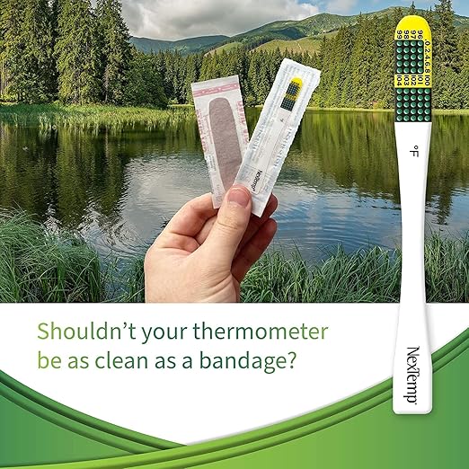 Ultra Single-Use Thermometers - Individually Wrapped Disposable First Aid Supplies with High-Accuracy Readings, for Work, Home, and Travel, Fahrenheit, 12-Pack, by Medical Indicators Inc.