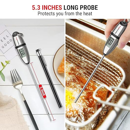 ThermoPro TP02S Digital Food Thermometer for Cooking Bread Baking Sourdough Liquids, Meat Thermometer Digital with Super Long Probe for Grill Kitchen BBQ Oil Milk Yogurt Candy Making Accessory