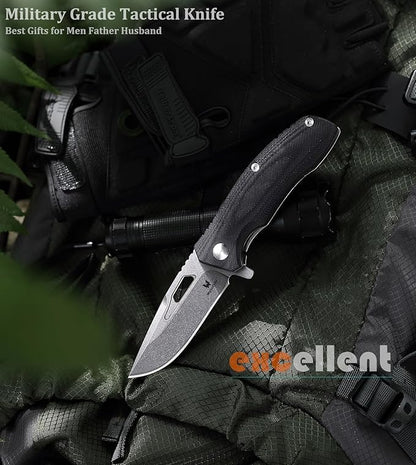 Tactical Folding Knife - CPM S35VN Steel, G10 Handle - Plump Linear Blade Design - Great for Outdoor Survival Camping Hunting, Ideal Gifts for Men. Eagleye Series