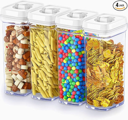 DWËLLZA KITCHEN Airtight Food Storage Containers – 4 Piece set Air Tight Pantry Storage Containers Clear Kitchen Organization and Storage Set BPA-Free - Keeps your Food Fresh & Dry