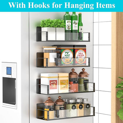 HuggieGems 4 Pack Magnetic Spice Storage Rack Organizer