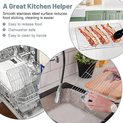 TeamFar Cooling Rack, 9.75” x 7.5” Stainless Steel Wire Baking Rack