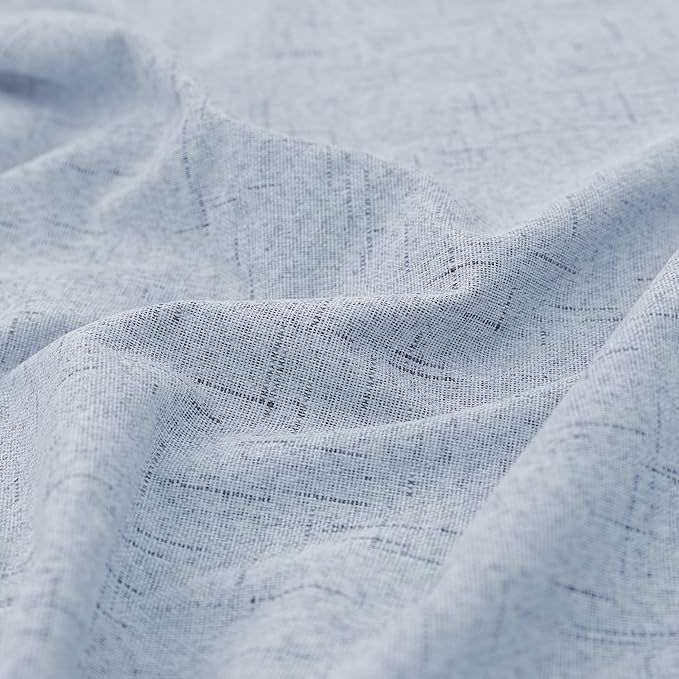 KOUFALL Light Blue Back Tab Linen Blackout Curtains 52x90 Inches Long