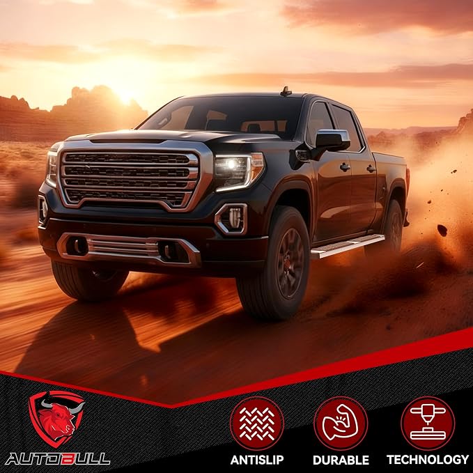 6 Inches Double & Extd Cab Running Boards Side Steps Compatible with 2019-2026 Chevy Silverado/GMC Sierra 1500 (Excl 19 Ld/Lt, 2020-2026 2500HD 3500HD, Stainless Steel Step Bars