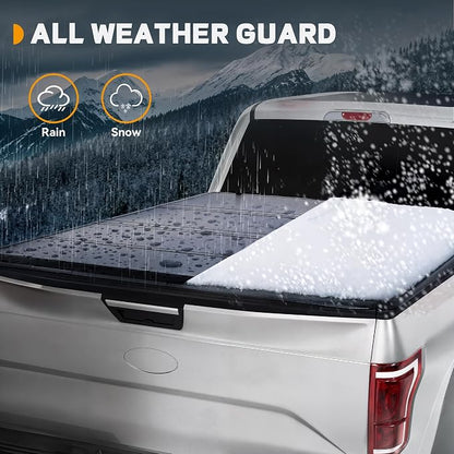 Hard Quad-Fold Truck Bed Tonneau Cover Fit for Dodge Ram 1500 2002-2023 (Classic Only), Fit for Dodge Ram 2500 3500 2003-2026, with 8 ft Bed Without Rambox