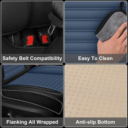 Seat Covers Full Set Fit for Nissan Rogue 2015-2026, Breathable and Comfortable Leather Car Seat Cover, Deluxe Waterproof Cushion Cover Auto Interior Accessories (Black Blue)