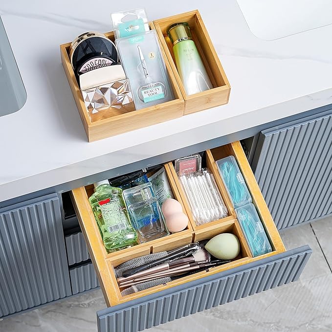 Fabsome Drawer Organizer, Small Wooden Container Tray