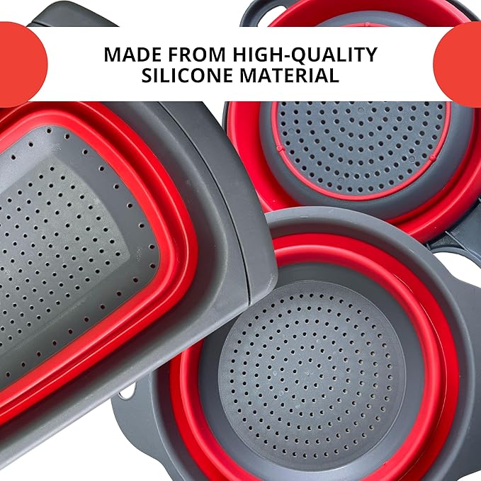 Set of 3 Red Food Strainer for Kitchen