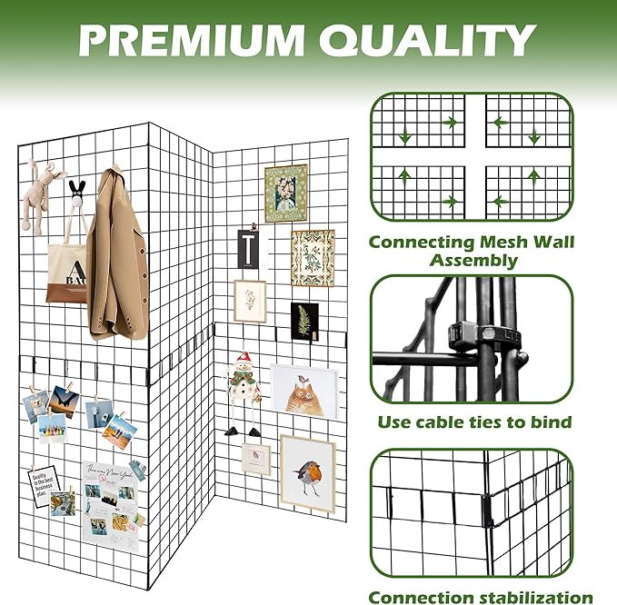 Koretech Grid Wall Panels 3 Pcs, Commercial Grade Gridwall Panels, Metal Grid