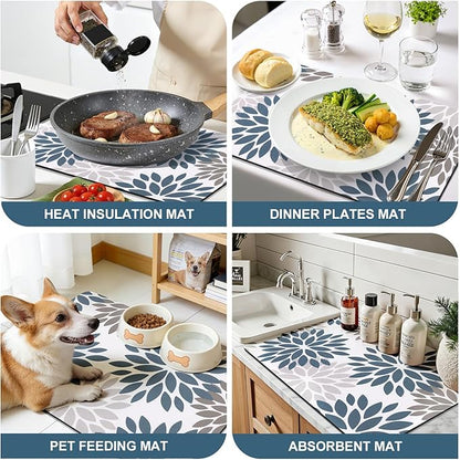 Findosom Floral Dish Drying Mat, Cuttable Drying Mat