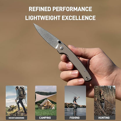 CJRB Kain Pocket Knife, 2.95'' AR-RPM9 Steel Blade Aluminum Handle Small EDC Knife with Pocket Clip for Camping Hiking Survival, Designed by Sanford Owen(J1956)