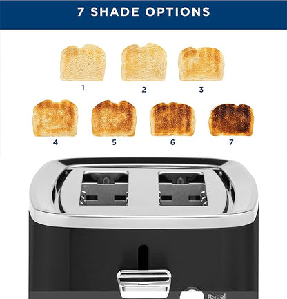 GE 2 Slice Black Stainless Steel Toaster, Extra Wide Slots