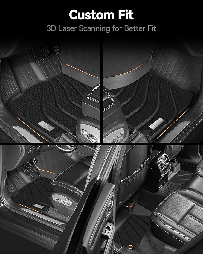 3W Floor Mats & Cargo Liner for 2014-2026 Porsche Macan S/Turbo/S Diesel/GTS TPE All Weather Custom Fit Floor Liner for Macan Full Set Car Liner Black